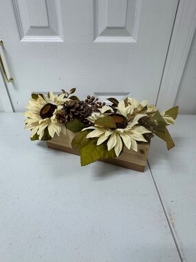 Floral Fall-Themed Arrangement in a Wooden Box.